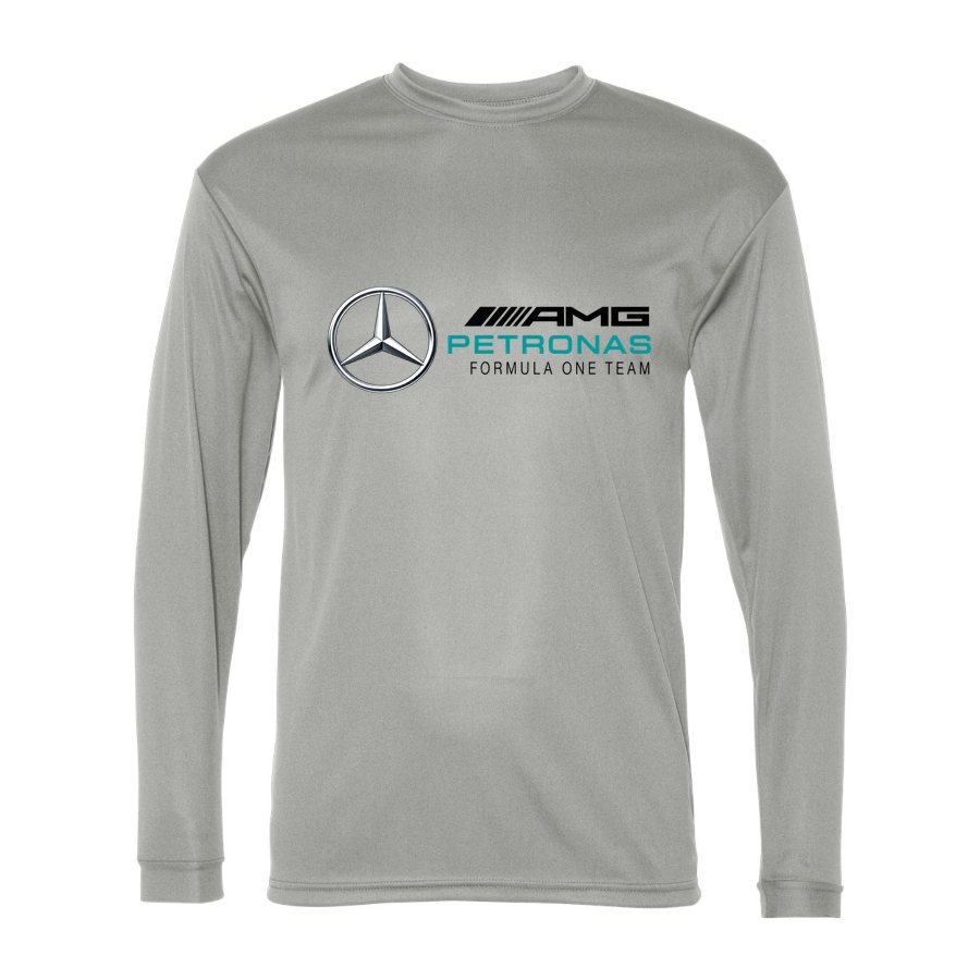 Men's Mercedes AMG Petronas Formula One Team Polyester Long Sleeve T-Shirt - Silver