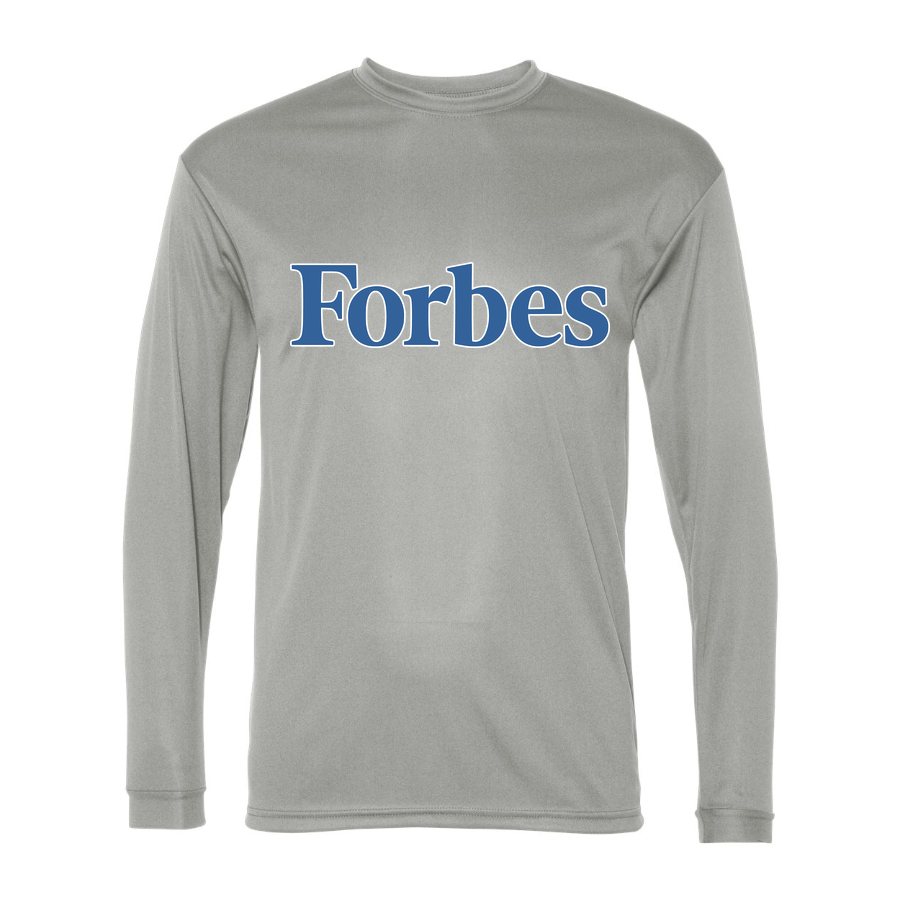 Men's Forbes Polyester Long Sleeve T-Shirt - Silver