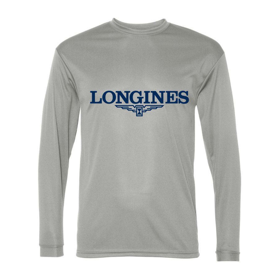 Men's Longines Polyester Long Sleeve T-Shirt - Silver