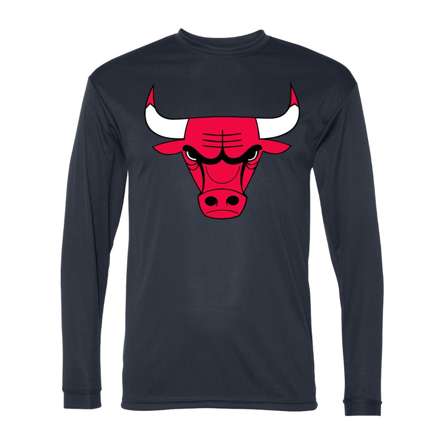 Men's Chicago Bulls Polyester Long Sleeve T-Shirt - Navy