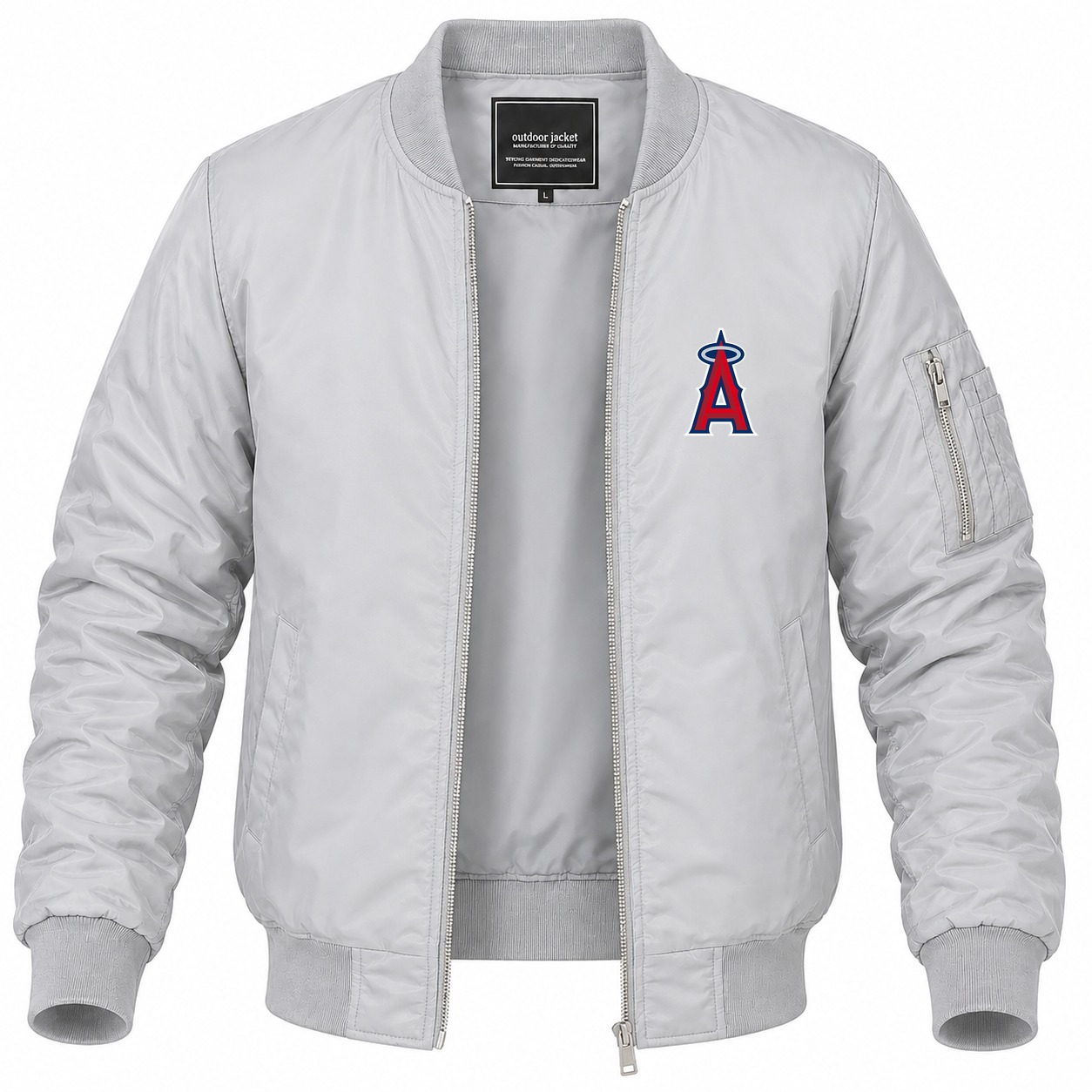 Men's Los Angeles Angels Lightweight Bomber Jacket - Gray