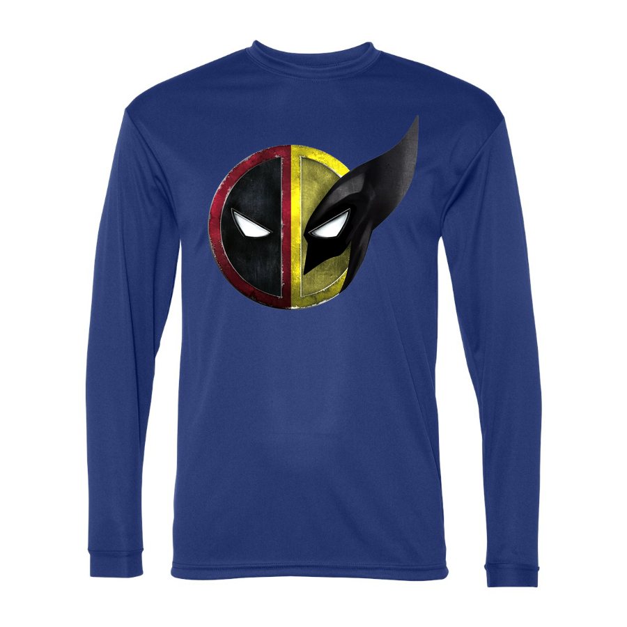 Men's deadpool & wolverine Polyester Long Sleeve T-Shirt - Royal Blue