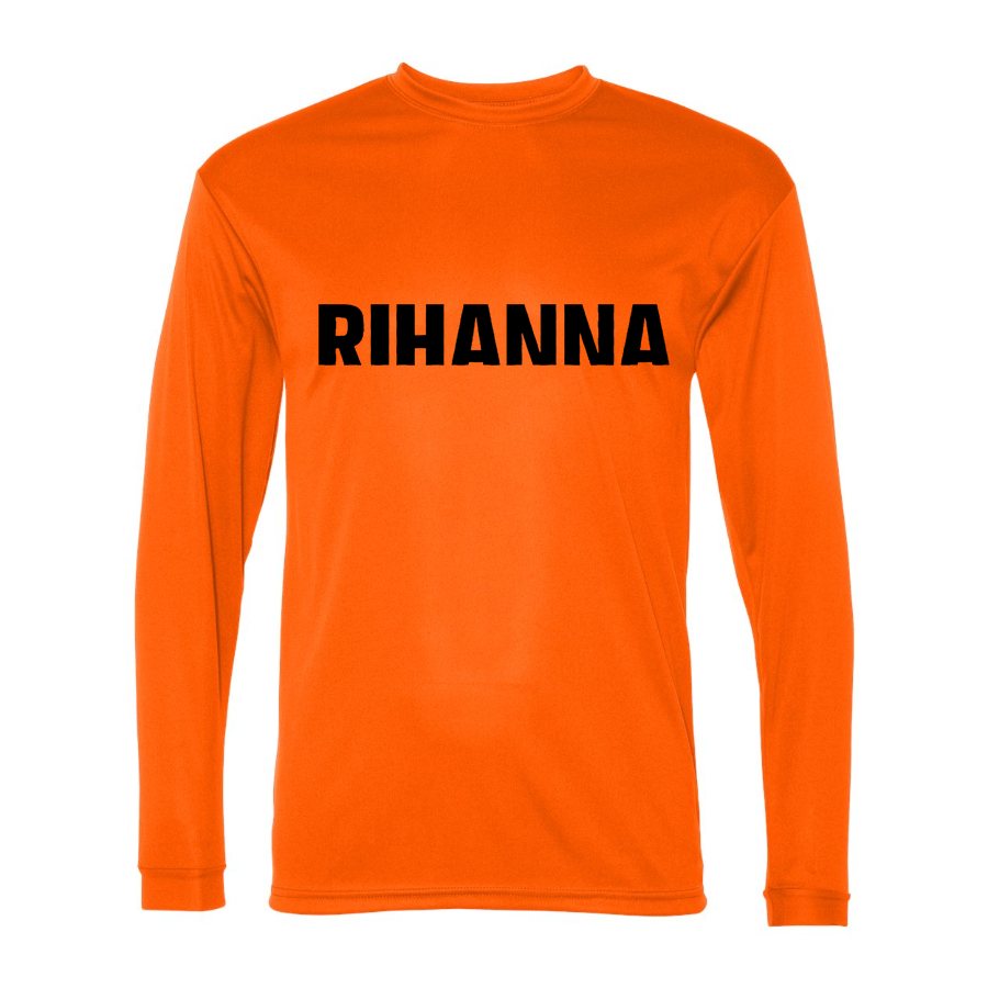Men's Rihanna Polyester Long Sleeve T-Shirt - Safety Orange
