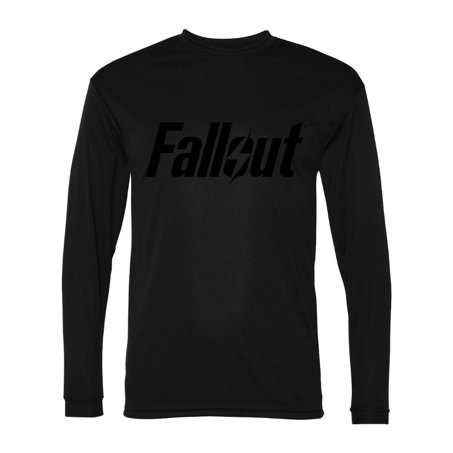 Men's Fallout Black Logo Polyester Long Sleeve T-Shirt - Black