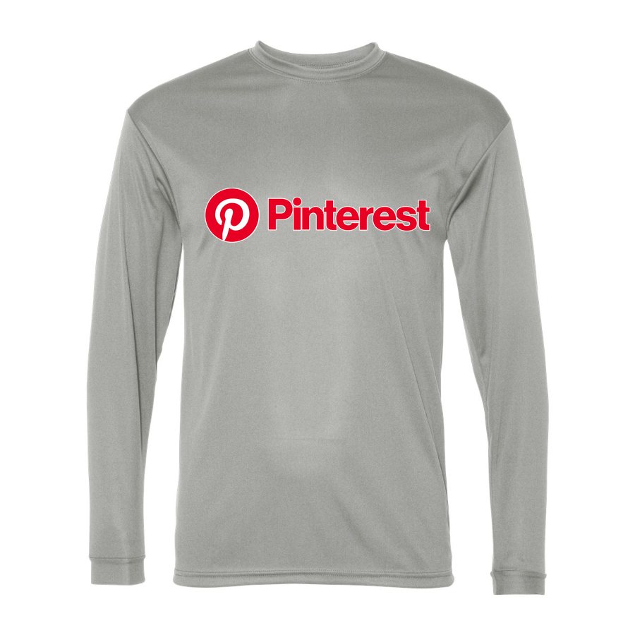 Men's pinterest Polyester Long Sleeve T-Shirt - Silver