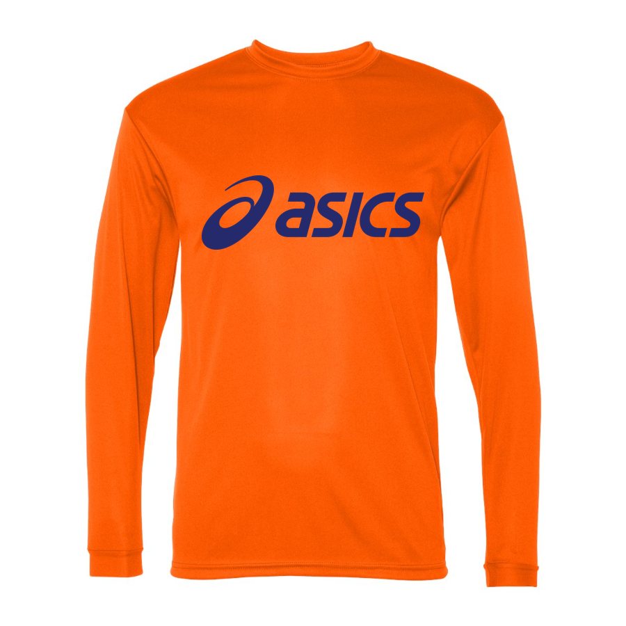 Men's Asics Polyester Long Sleeve T-Shirt - Safety Orange