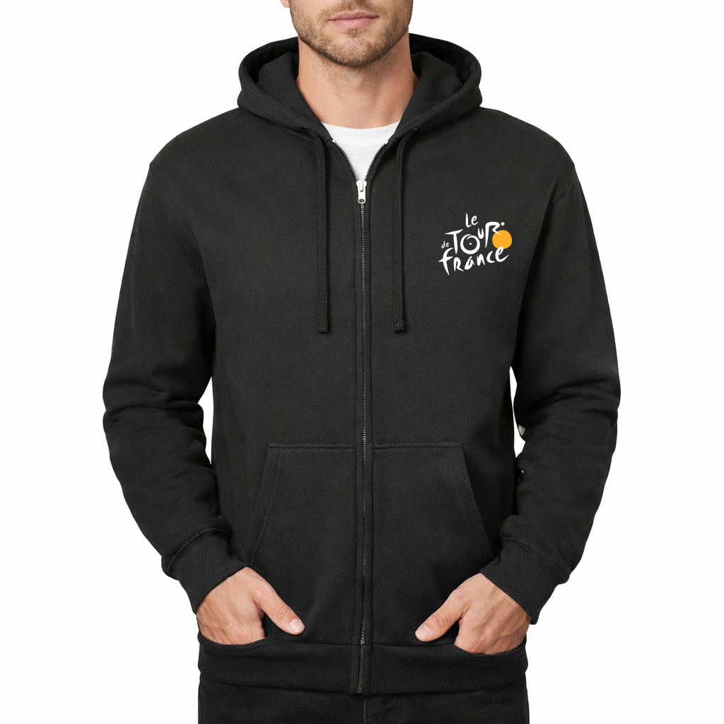Men's Tour de France White Zipper Hoodie - Black