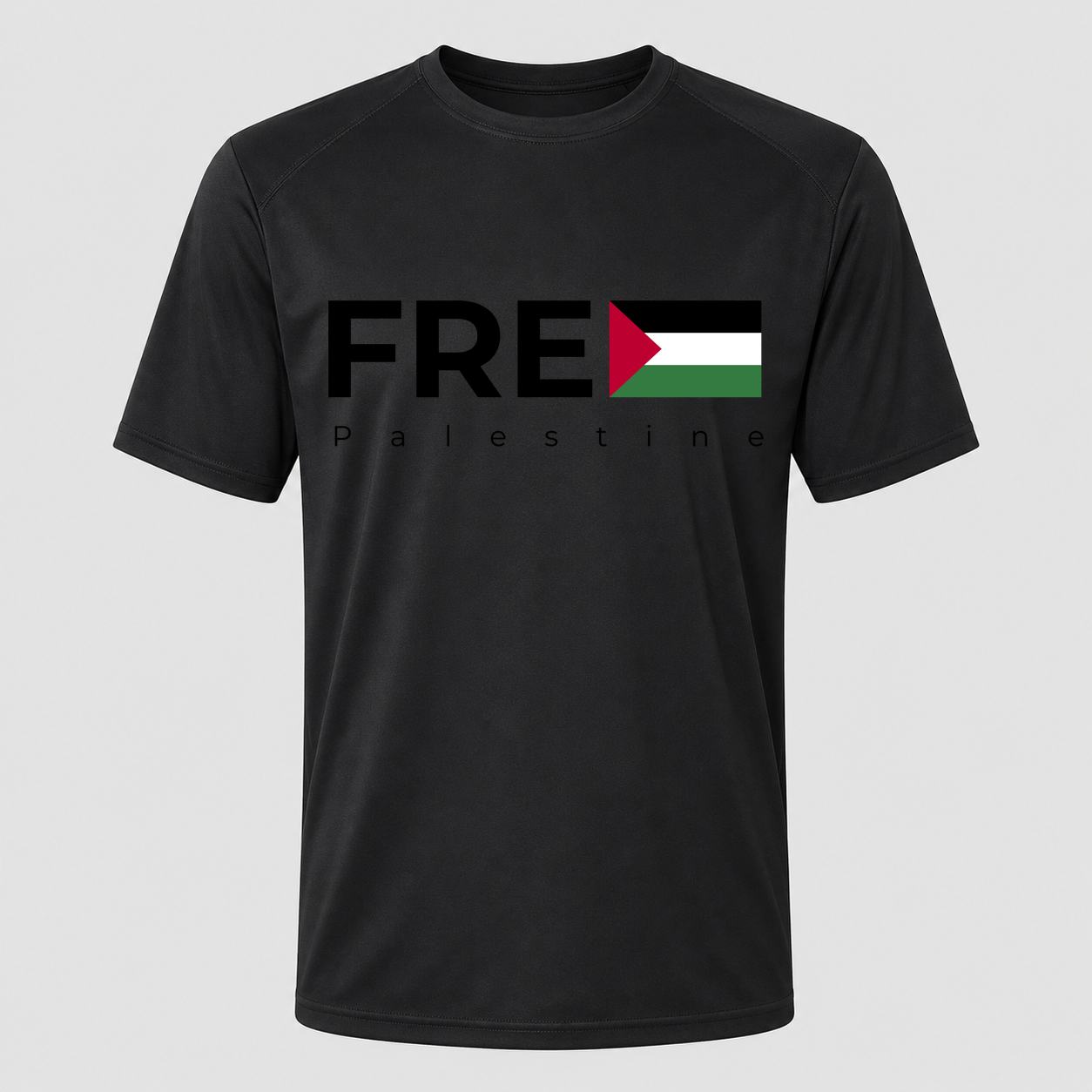 Men's Free Palestine Black Performance T-Shirt - Black