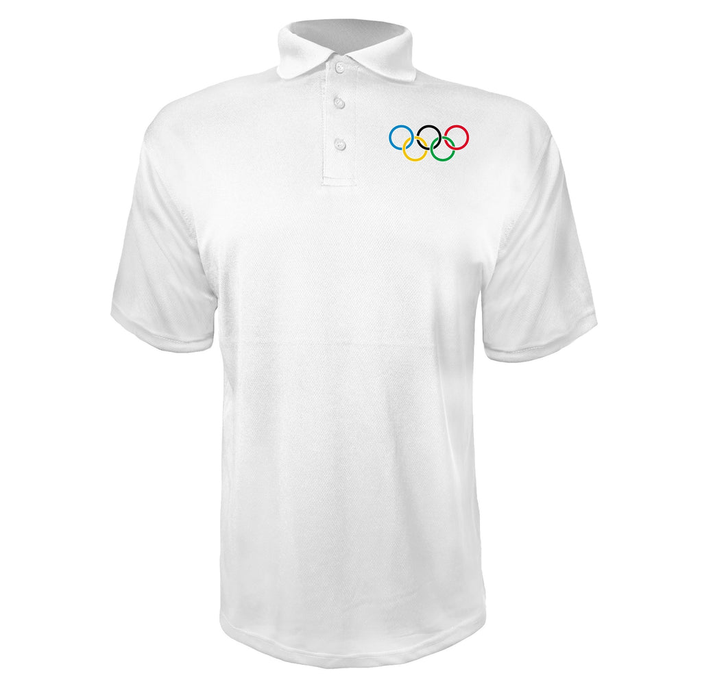 Olympic Ring BK White polyester polo