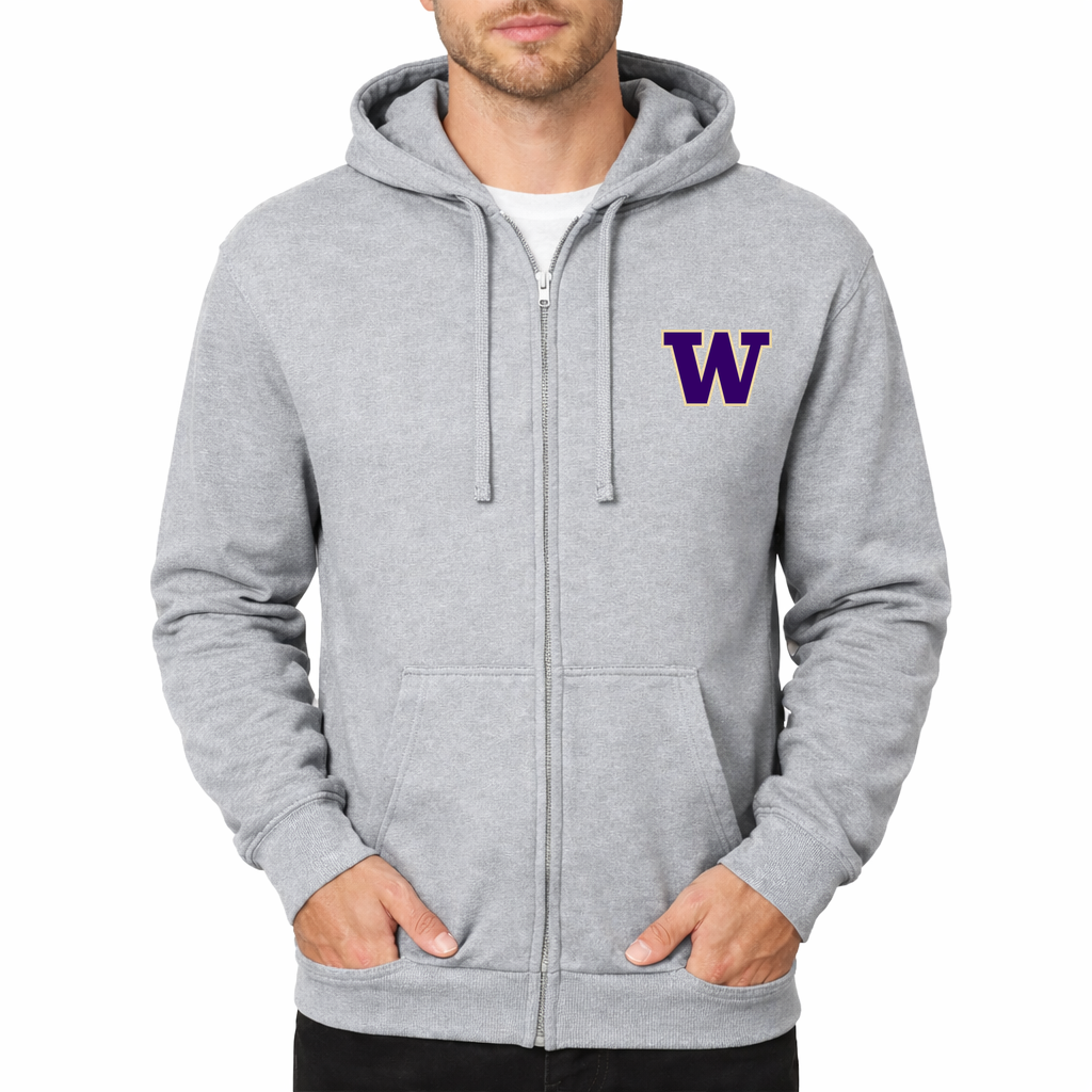 Men's Washington Huskies Zipper Hoodie - Grey