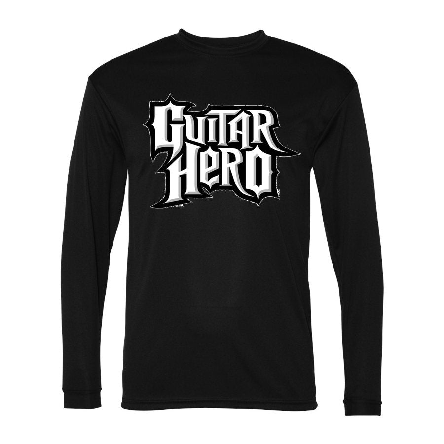Men's Guitar Hero Polyester Long Sleeve T-Shirt - Black