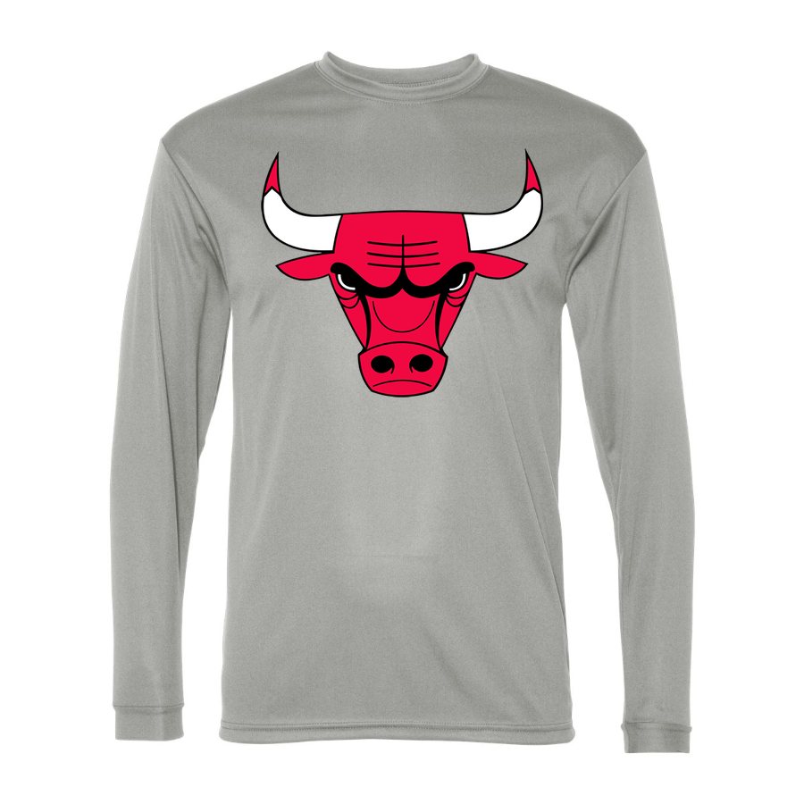 Men's Chicago Bulls Polyester Long Sleeve T-Shirt - Silver
