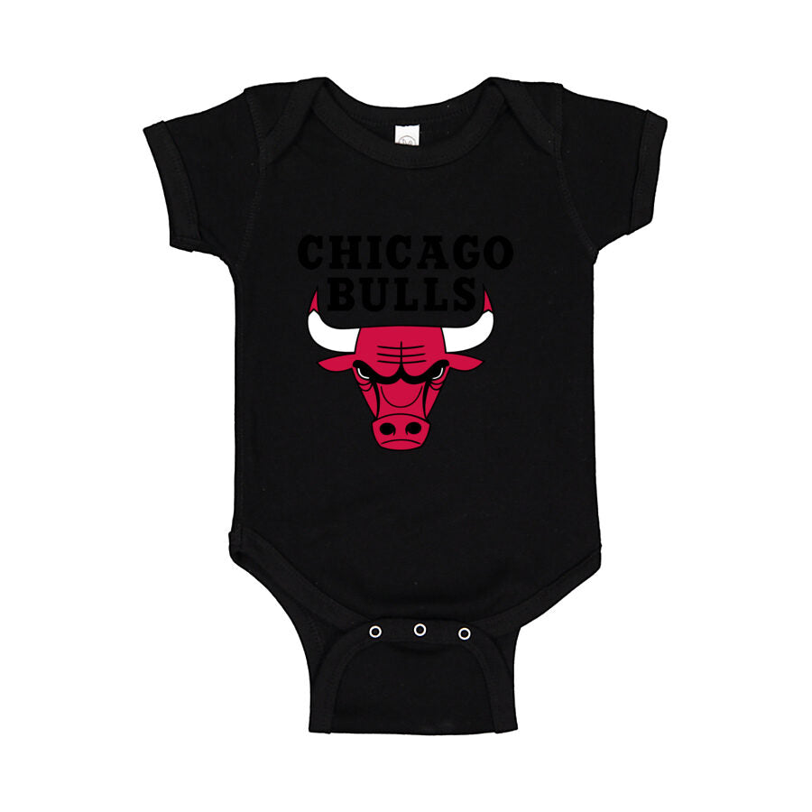 Chicago Bulls Black Logo Baby Romper Onesie - Black