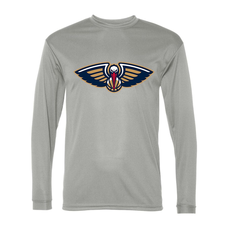 Men's New Orleans Pelicans Polyester Long Sleeve T-Shirt - Silver