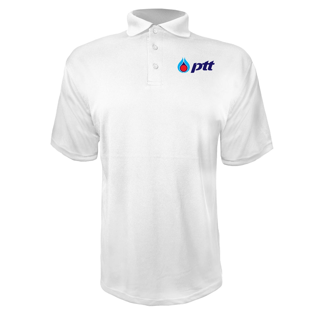 PTT men's polyester polo in White