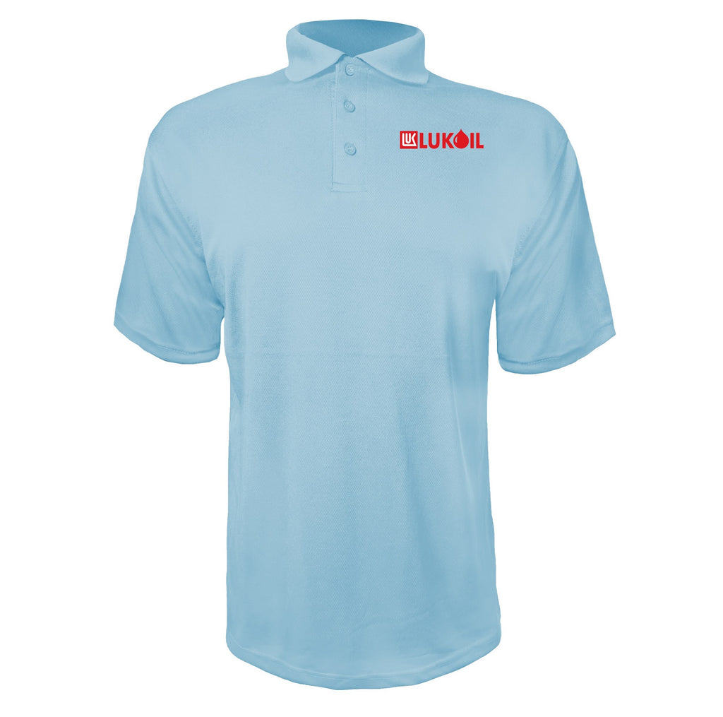 Lukoil men's polyester polo in Sky Blue
