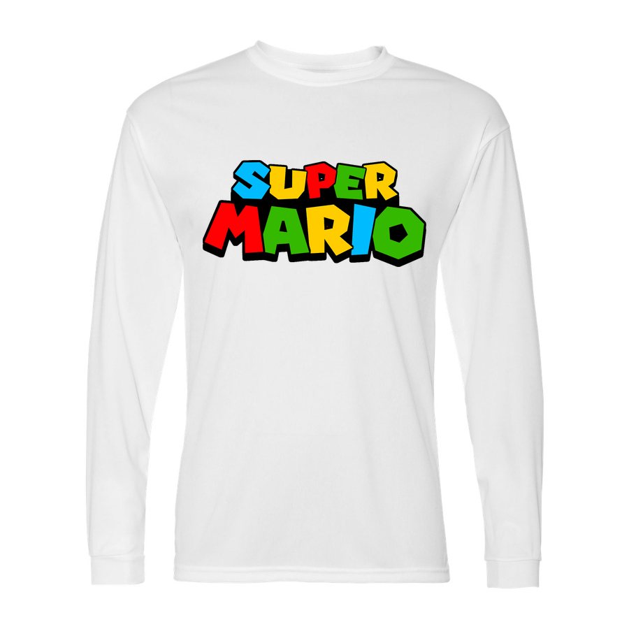 Men's Super Mario Polyester Long Sleeve T-Shirt - White