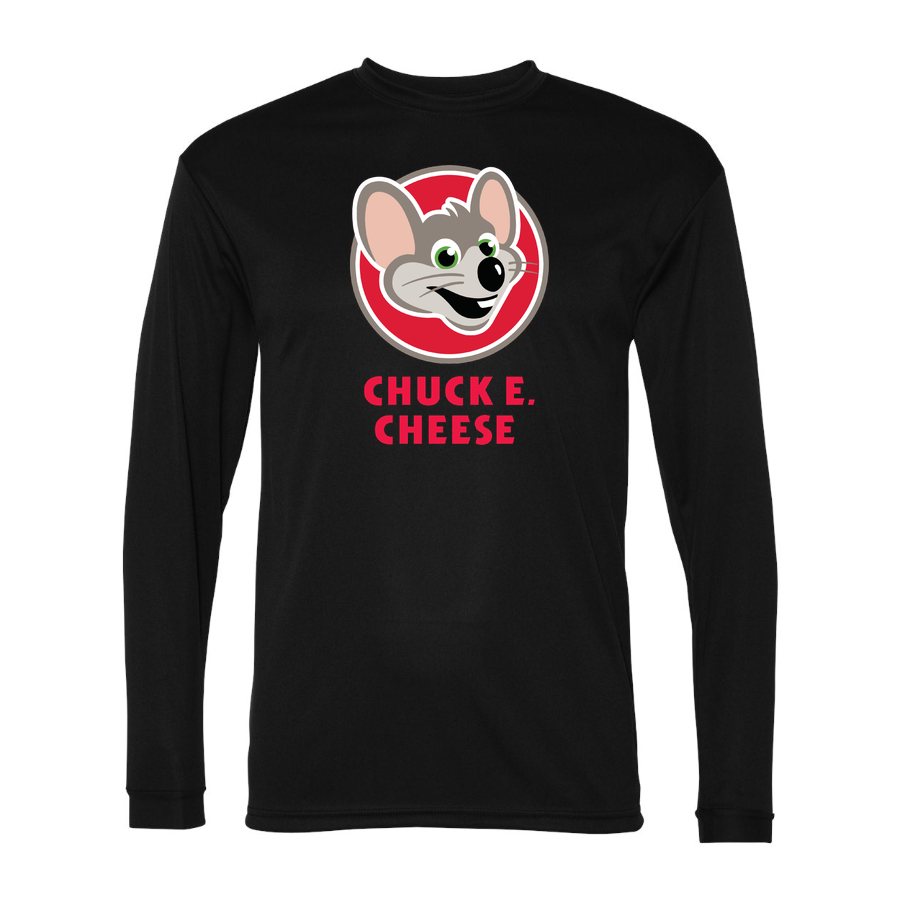 Men's Chuck E. Cheese Polyester Long Sleeve T-Shirt - Black