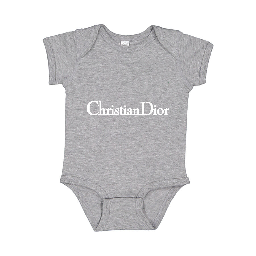 Dior White Logo Baby Romper Onesie - Gray