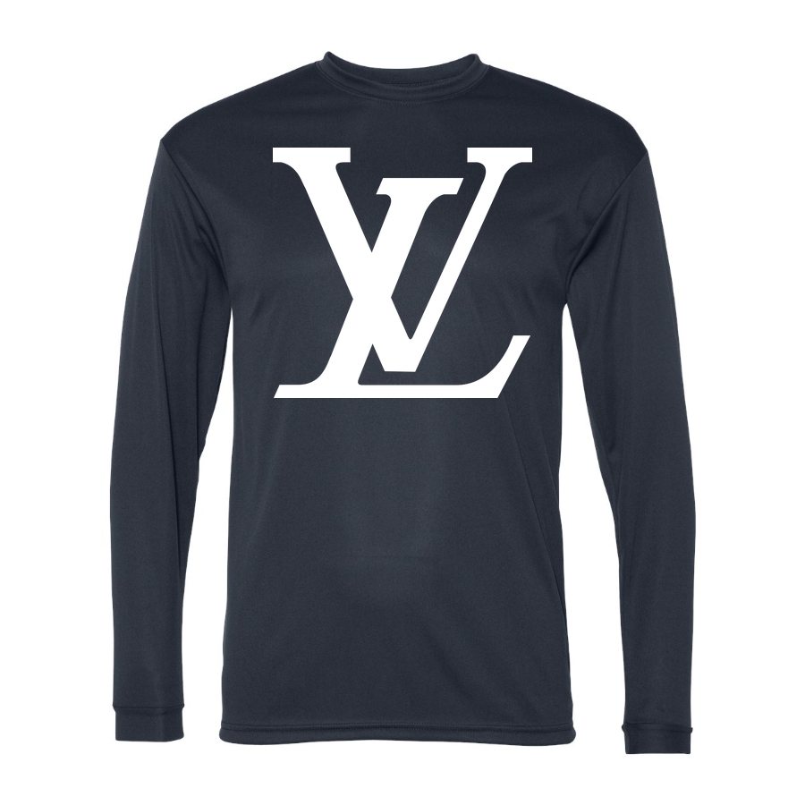 Men's Louis Vuitton white Polyester Long Sleeve T-Shirt - Navy
