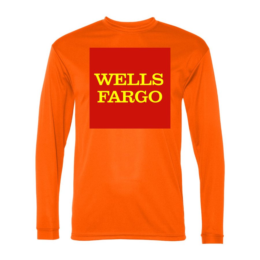 Men's wells fargo Polyester Long Sleeve T-Shirt - Safety Orange