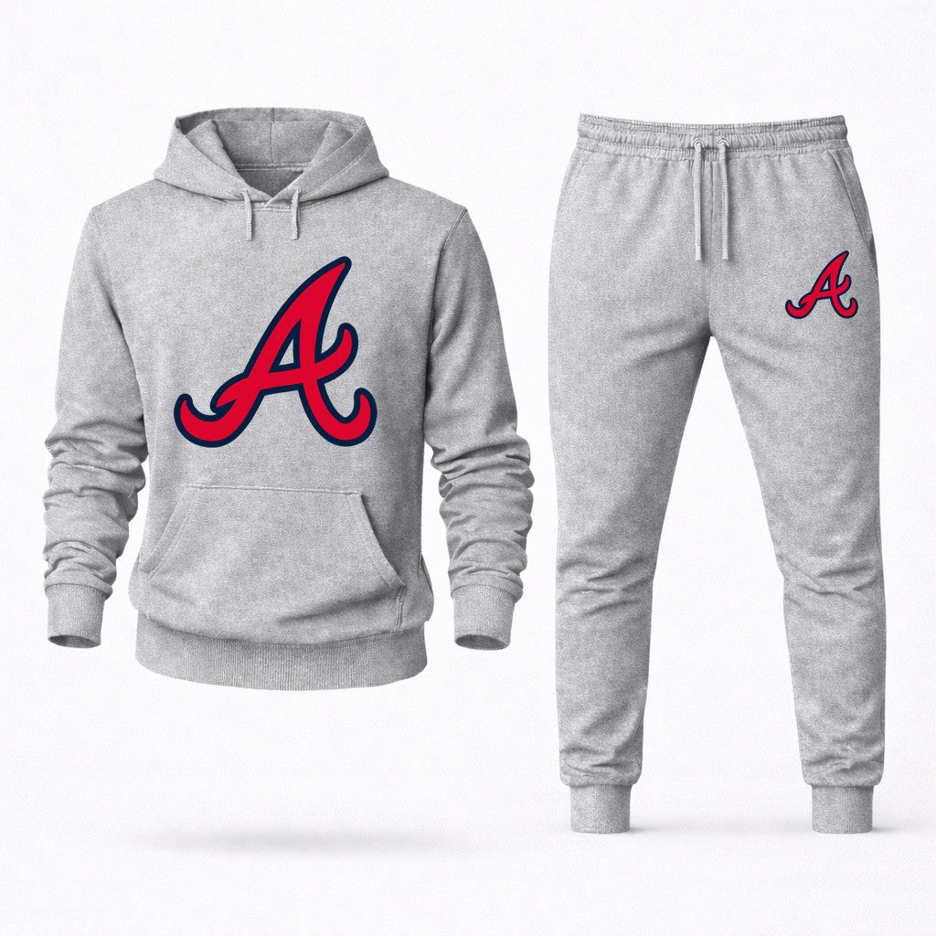 Atlanta Braves Hoodie and Joggers Set - Grey