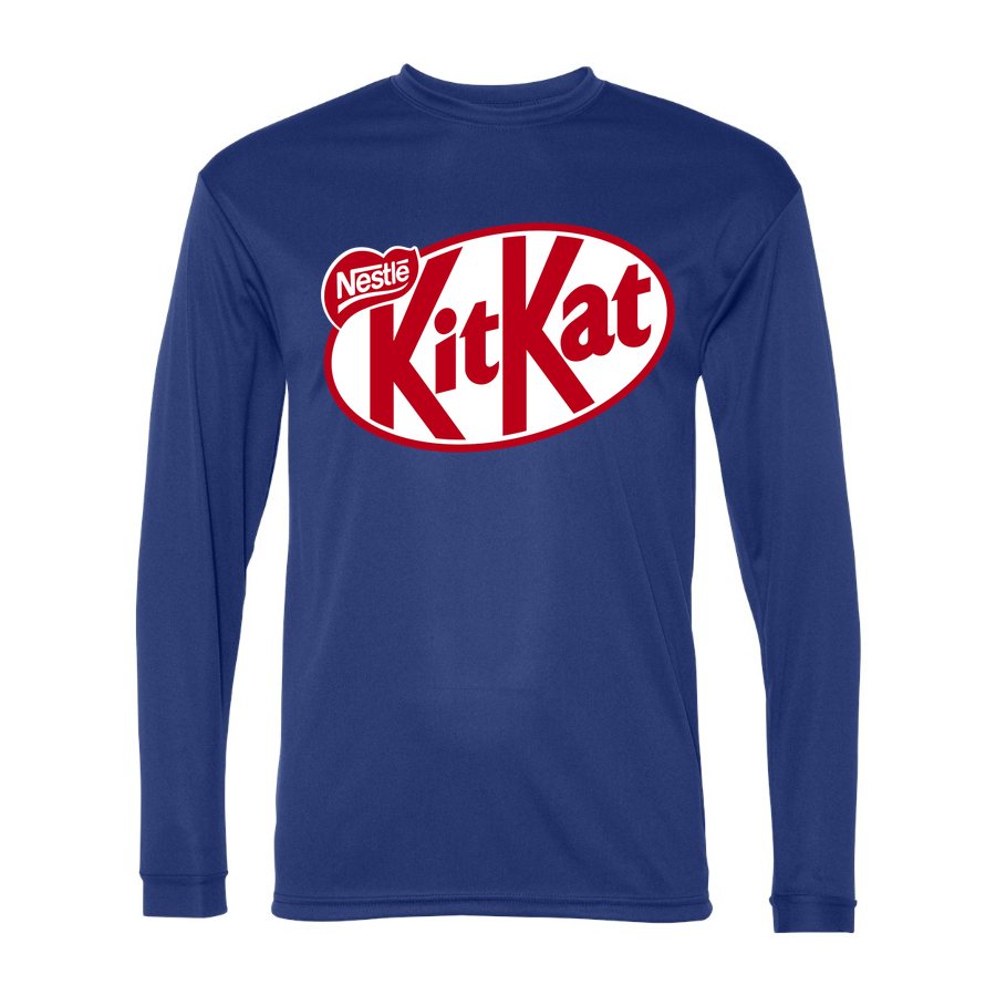 Men's Kit Kat food Polyester Long Sleeve T-Shirt - Royal Blue