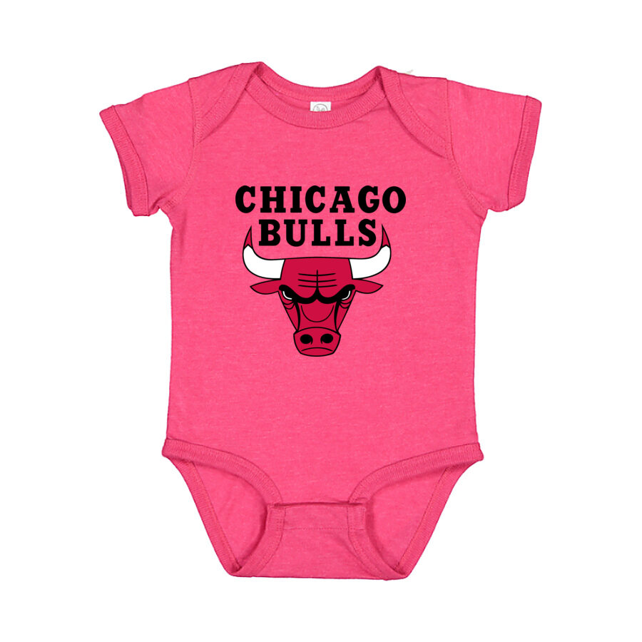 Chicago Bulls Black Logo Baby Romper Onesie - Pink