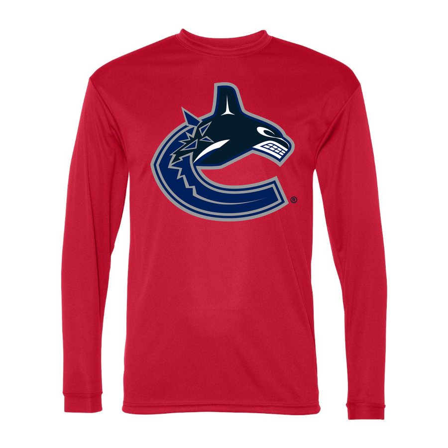 Men's Vancouver Canucks Polyester Long Sleeve T-Shirt - Red