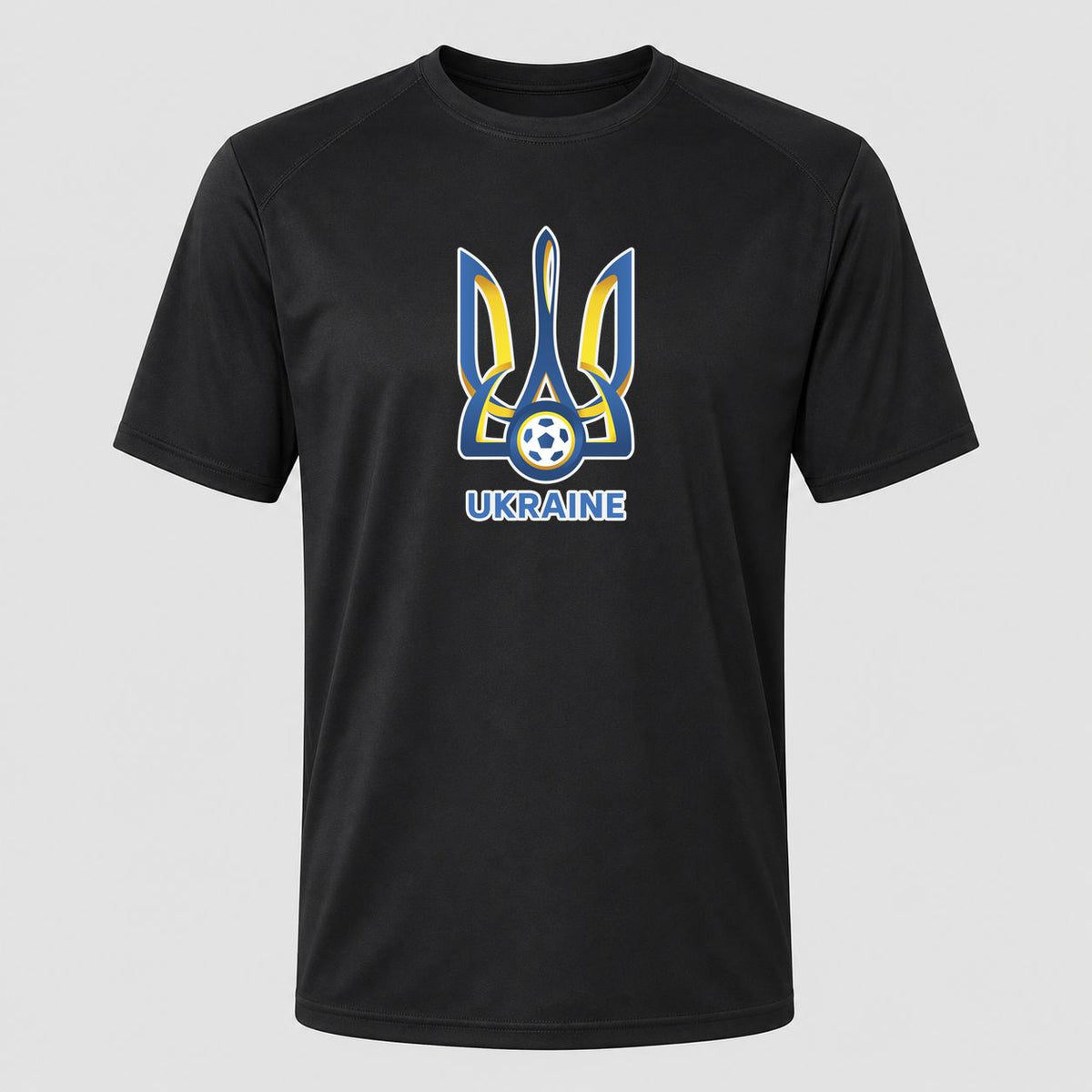 Men's Ukraine National Football Soccer Team Performance T-Shirt - Black