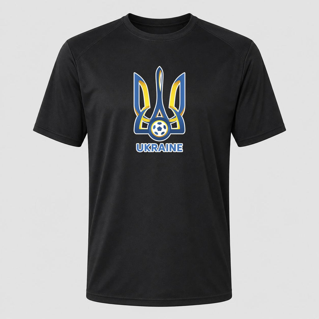 Men's Ukraine National Football Soccer Team Performance T-Shirt - Black