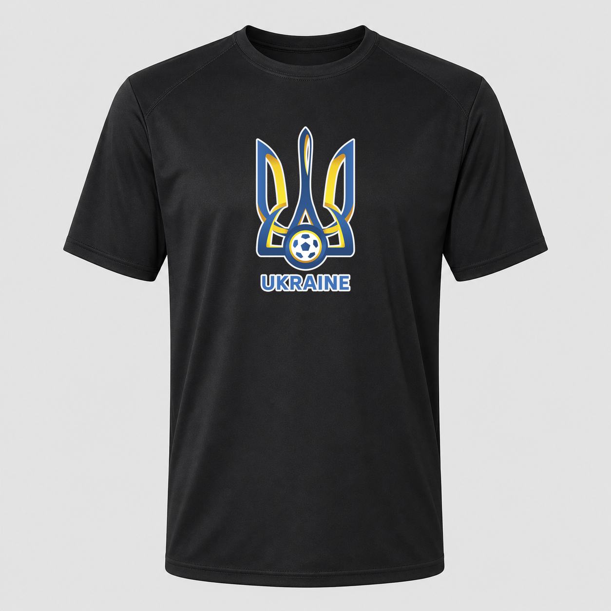 Men's Ukraine National Football Soccer Team Performance T-Shirt - Black