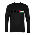 Men's Free Palestine Black Polyester Long Sleeve T-Shirt - Black