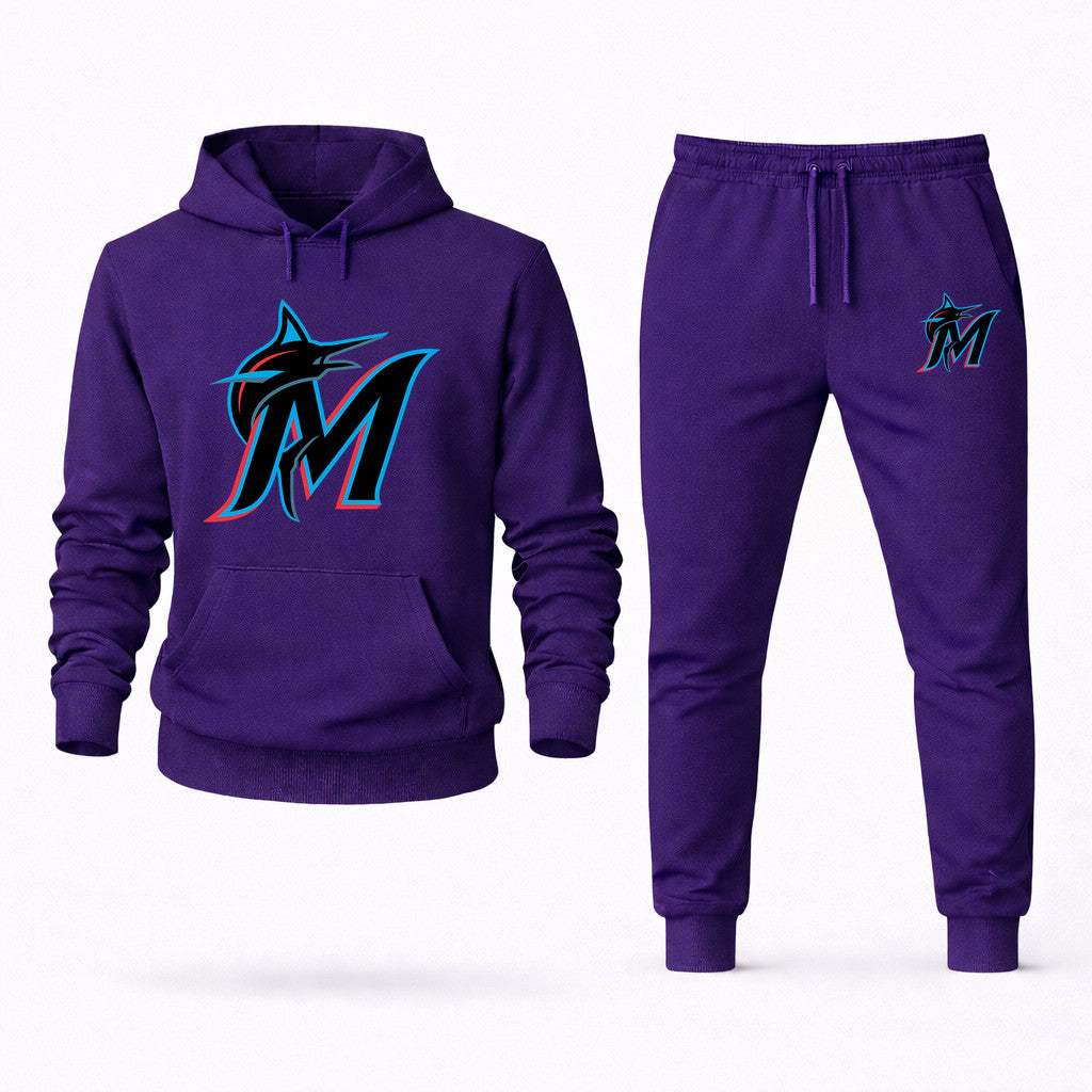 Miami Marlins Hoodie and Joggers Set - Purple