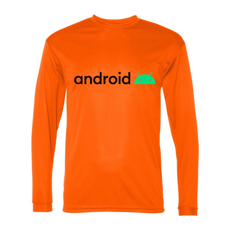 Men's Android Polyester Long Sleeve T-Shirt - Safety Orange