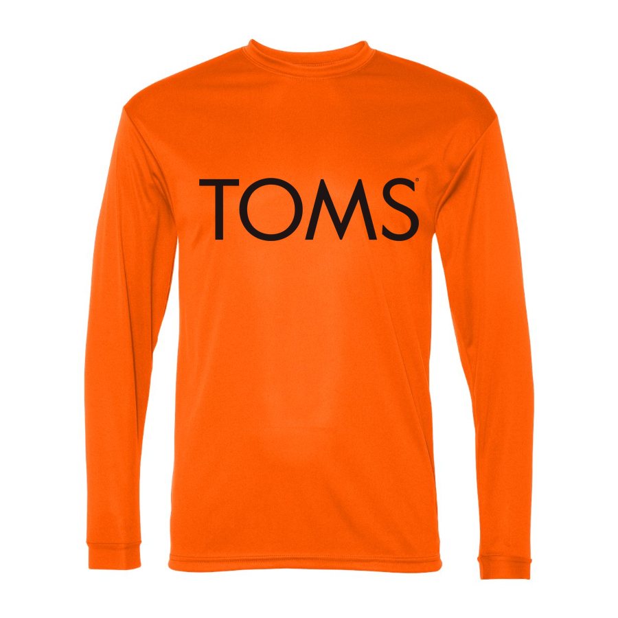 Men's Toms Polyester Long Sleeve T-Shirt - Safety Orange