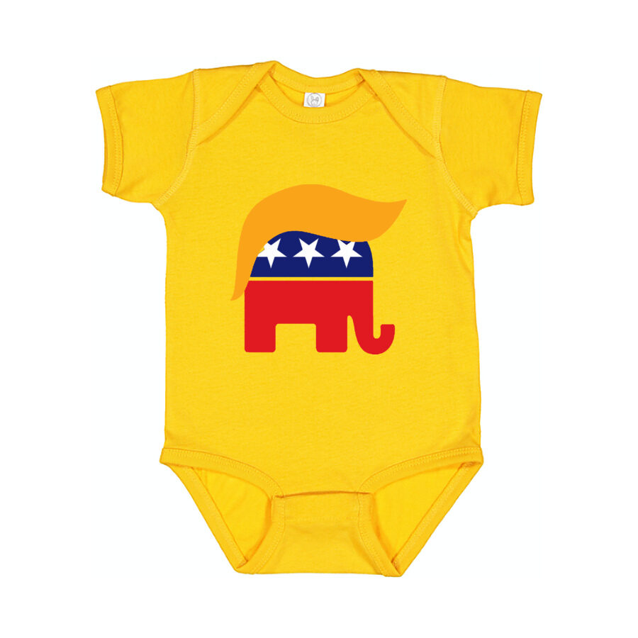 Donald Trump GOP Elephant Baby Romper Onesie - Yellow