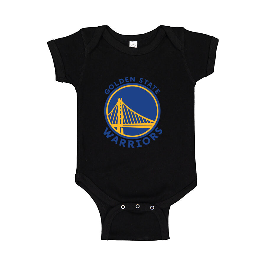 Golden State Warriors Blue Logo Baby Romper Onesie - Black