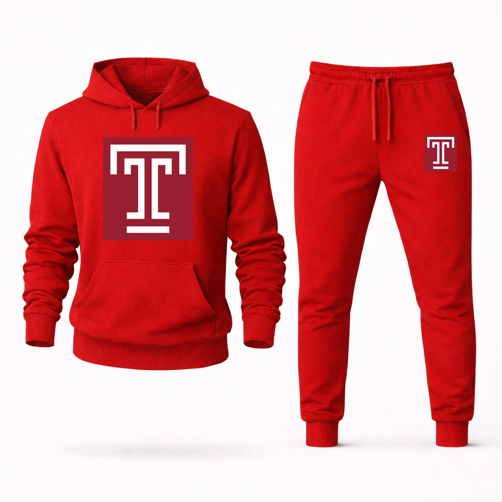 Temple Owls Hoodie and Joggers Set - Red