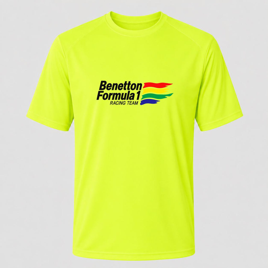 Men's Benetton Formula 1 Racing Team Performance T-Shirt - Safety Green