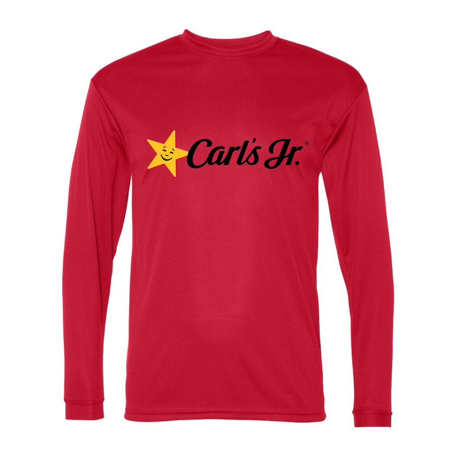 Men's Carl's Jr. Polyester Long Sleeve T-Shirt - Red