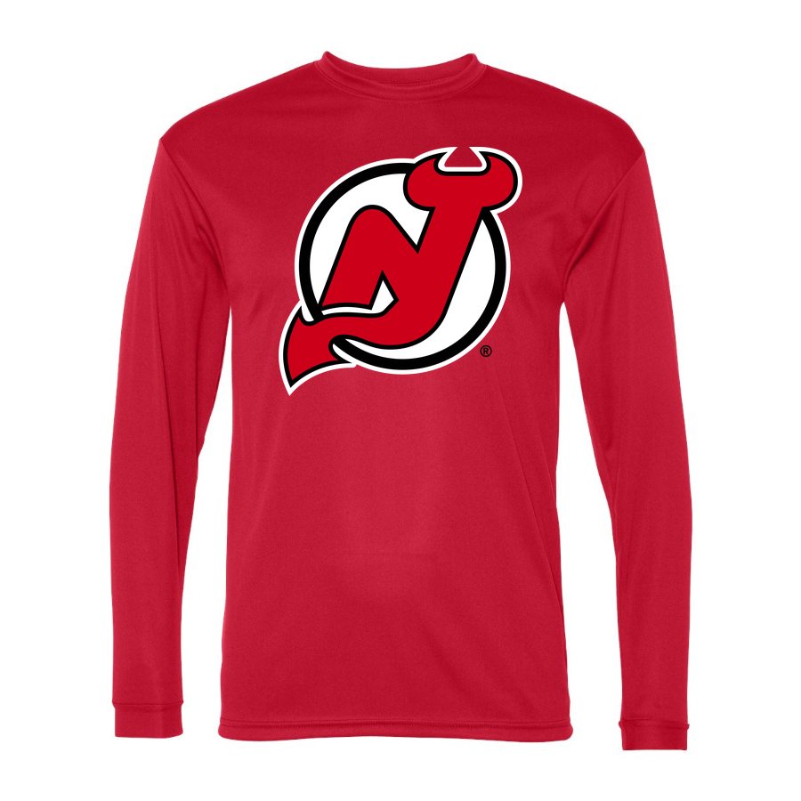 Men's New Jersey Devils Polyester Long Sleeve T-Shirt - Red
