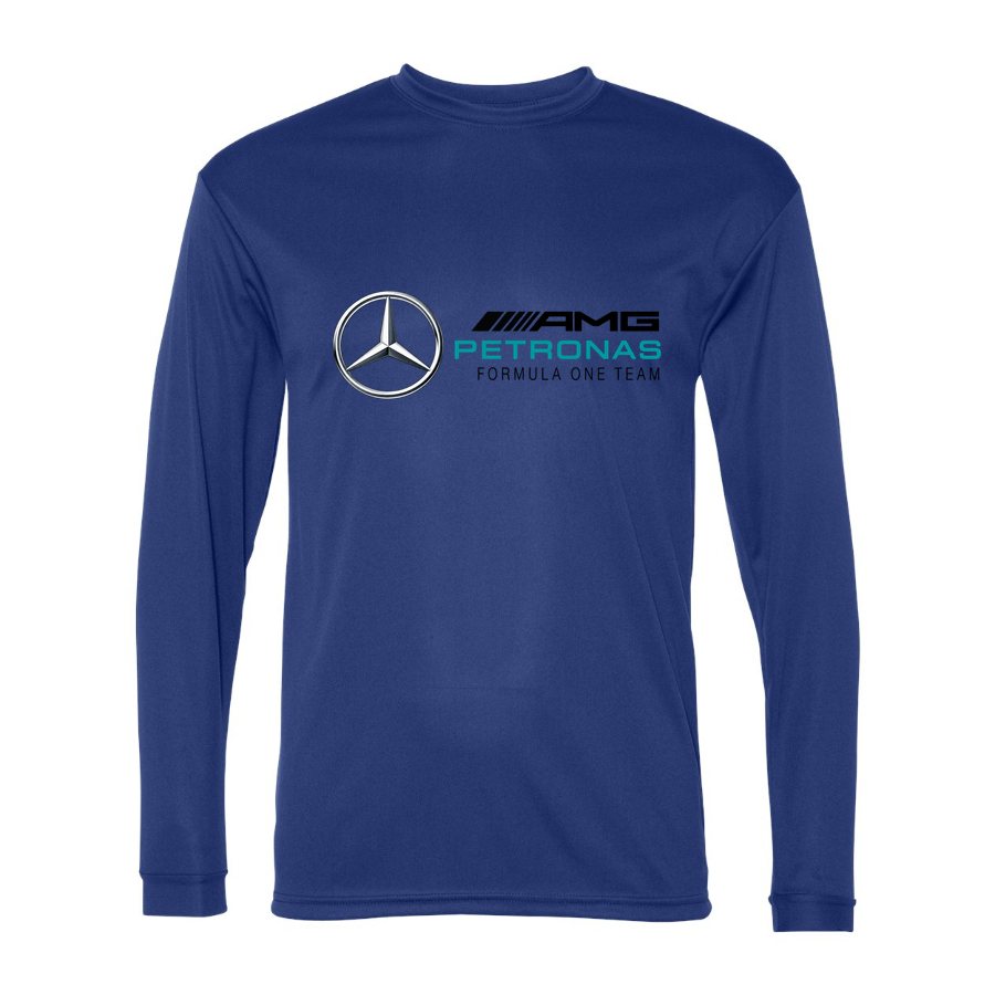 Men's Mercedes AMG Petronas Formula One Team Polyester Long Sleeve T-Shirt - Royal Blue