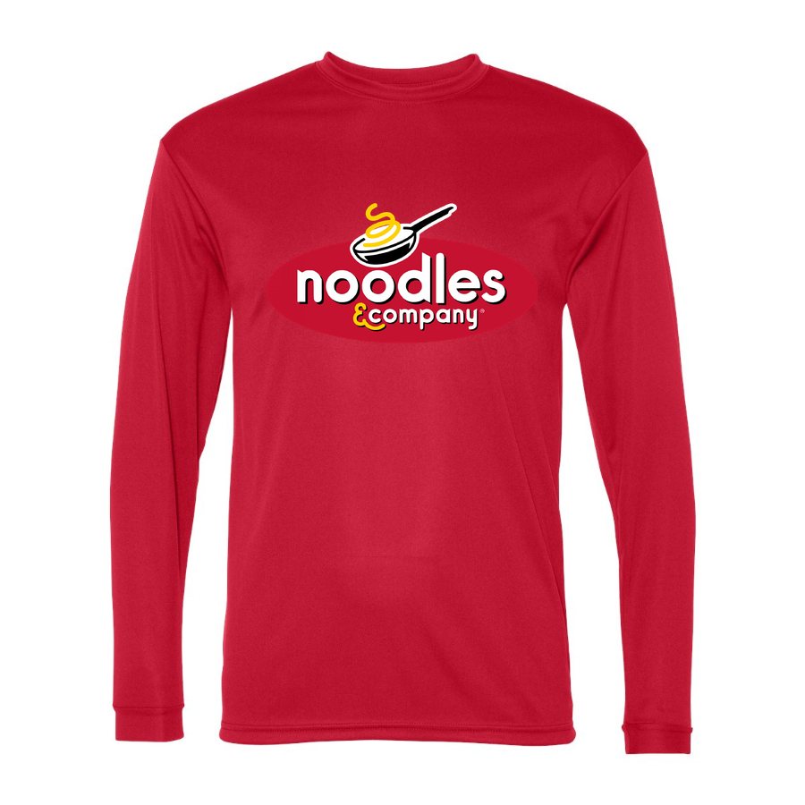 Men's Noodles & Company Polyester Long Sleeve T-Shirt - Red