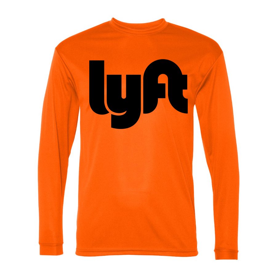 Men's Lyft black Polyester Long Sleeve T-Shirt - Safety Orange