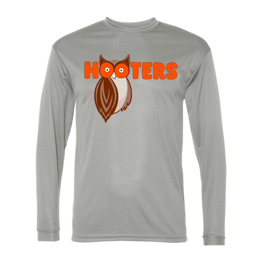 Men's Hooters Polyester Long Sleeve T-Shirt - Silver