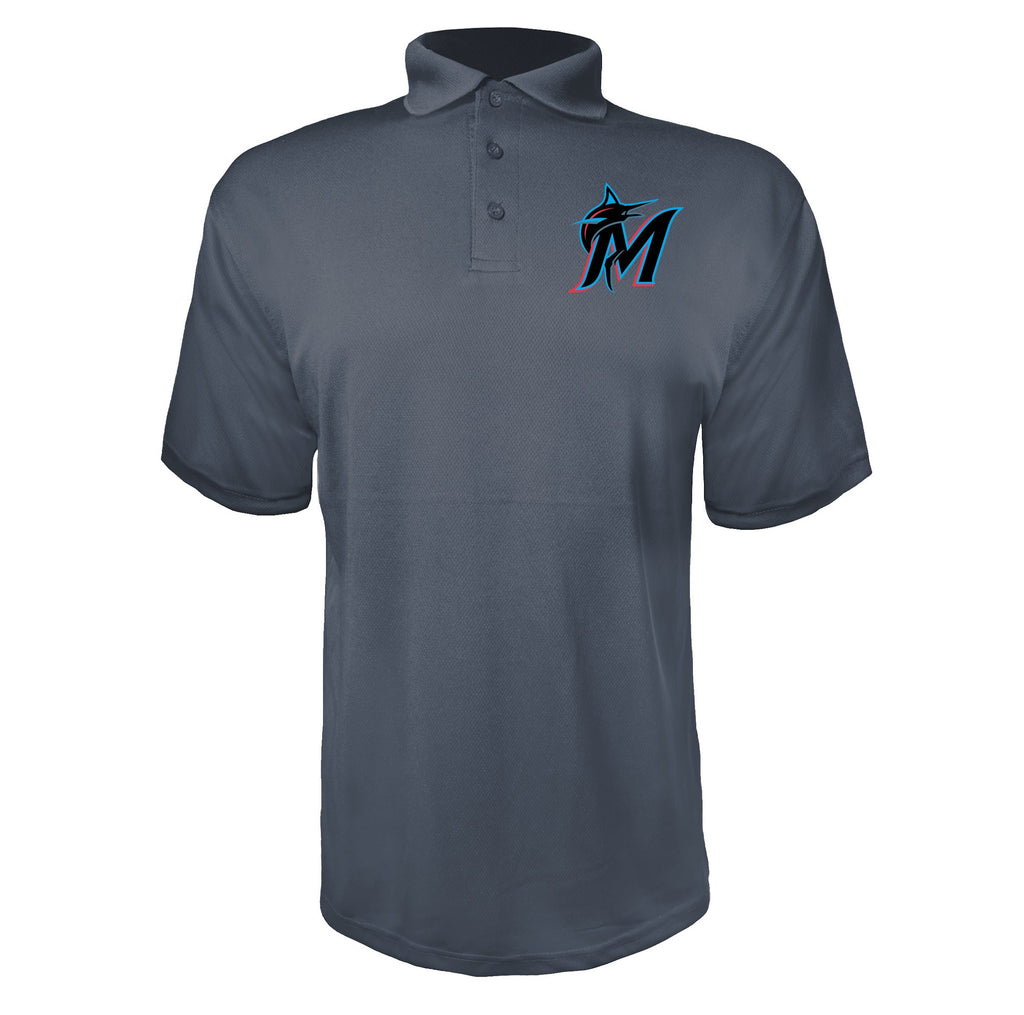 Miami Marlins Charcoal polyester polo