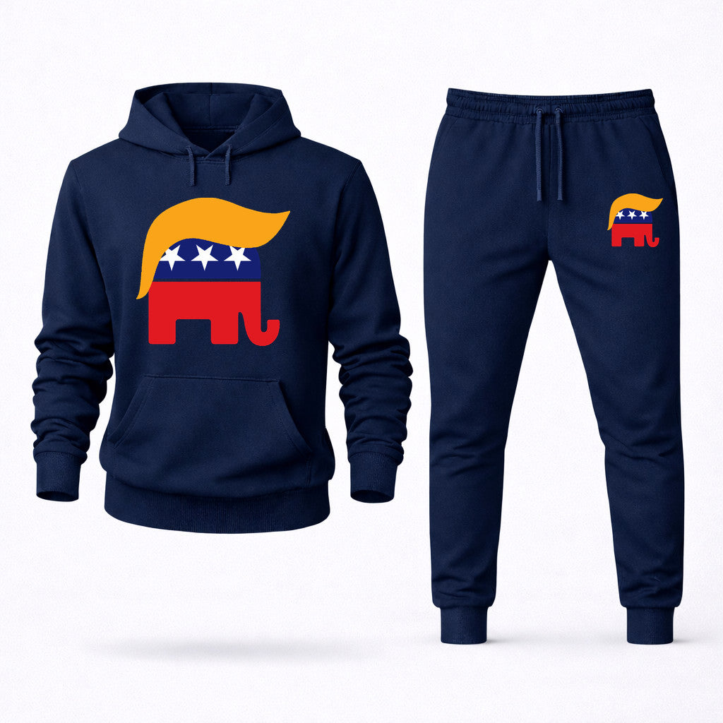 Donald Trump GOP Elephant Hoodie and Joggers Set - Navy