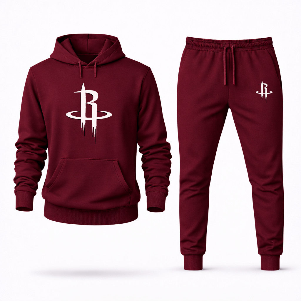 Houston Rockets Army Green Hoodie and Joggers Set - Burgundy