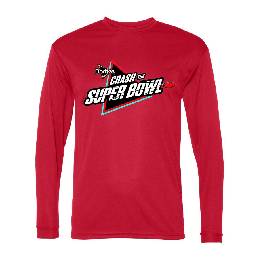 Men's Crash the Super Bowl Polyester Long Sleeve T-Shirt - Red